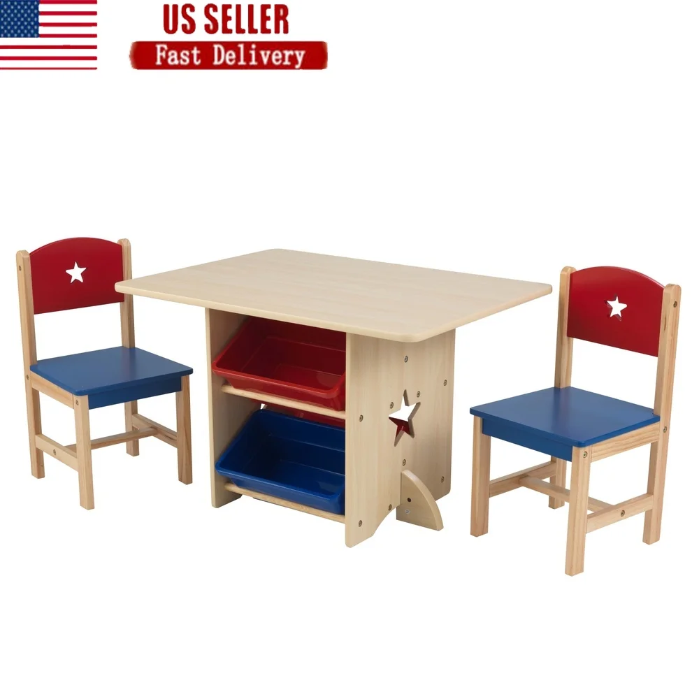 Wooden Star Table Chair Set with 4 Storage Bins Kids Playroom Craft Supplies Safe Design Ages 3 Years
Wooden Star Table Chair Set with 4 Storage Bins Kids Playroom Craft Supplies Safe Design Ages 3 Years