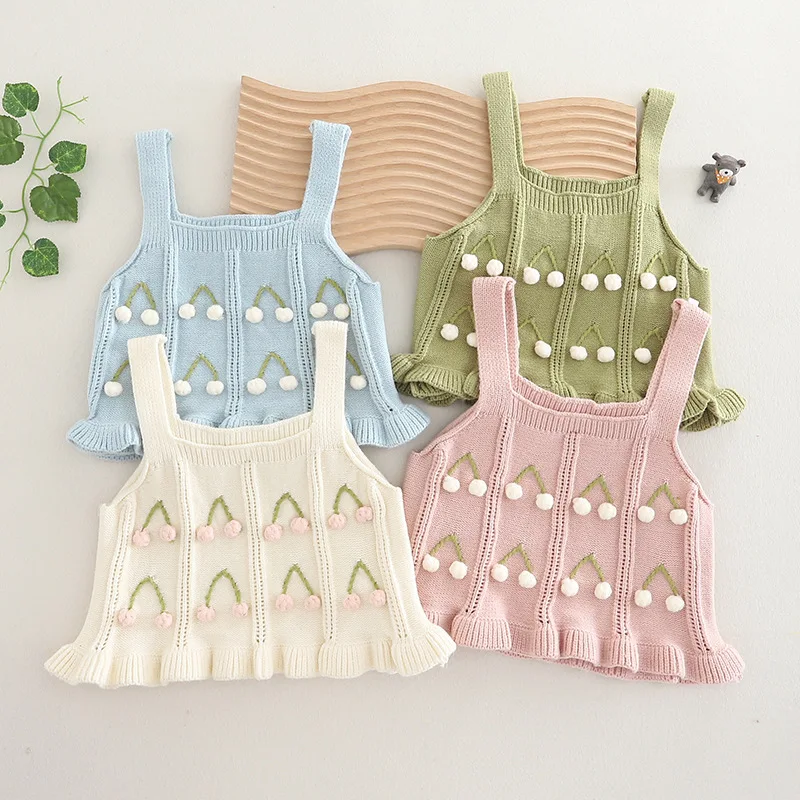 Cute Baby Girls Knitted Vest Spring Autumn Cherry Sleeveless Ruffles Pullover Waistcoat Sweet Toddler Girls Tops
Cute Baby Girls Knitted Vest Spring Autumn Cherry Sleeveless Ruffles Pullover Waistcoat Sweet Toddler Girls Tops