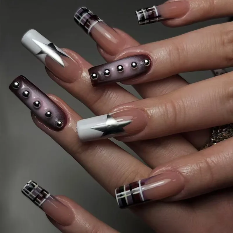 24PCS Y2k Square Press on Nails Edgy Metallic Silver Star White French Fake Nails Hot Girls Sweet Cool Plaid Polka Dot Nail Tips
24PCS Y2k Square Press on Nails Edgy Metallic Silver Star White French Fake Nails Hot Girls Sweet Cool Plaid Polka Dot Nail Tips