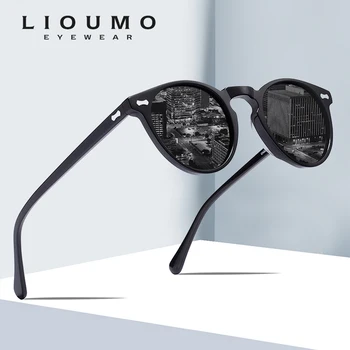 LIOUMO 초경량 레트로 편광 선글라스, 남성용 라운드 빈티지 안경, UV400 드라이빙 고글