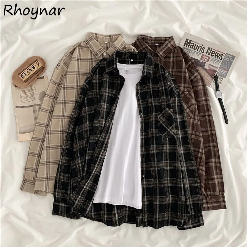 Plaid Shirt Women Spring Long Sleeve Retro Baggy Korean Fashion All-match Simple Lazy Style Turn-down Collar Cool Girls Leisure
Plaid Shirt Women Spring Long Sleeve Retro Baggy Korean Fashion All-match Simple Lazy Style Turn-down Collar Cool Girls Leisure