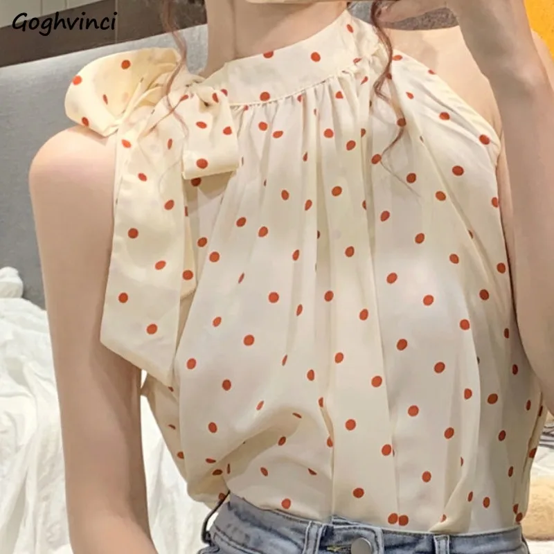 Sleeveless Blouses for Women Summer Lovely Girls Dot Design Niche Lace-up Off Shoulder All-match Thin Korean Style Minimalist
Sleeveless Blouses for Women Summer Lovely Girls Dot Design Niche Lace-up Off Shoulder All-match Thin Korean Style Minimalist