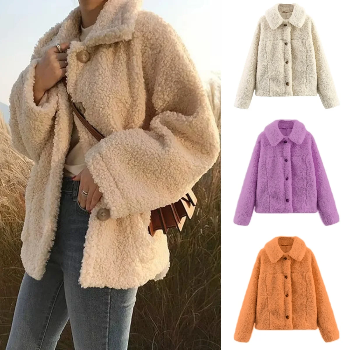 Lamb Fur Coat Women's Winter Thick Jacket Artificial Lamb Wool Sweatshirt Warm Cardigan Loose Casual Coats Fall American Vintage
Lamb Fur Coat Women's Winter Thick Jacket Artificial Lamb Wool Sweatshirt Warm Cardigan Loose Casual Coats Fall American Vintage