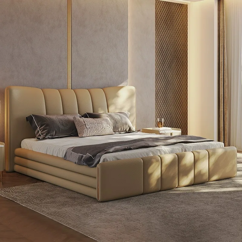 # Italian Light Luxury Genuine Leather Solid Wood Frame King Size Double Upholstery Bed For Home
# Italian Light Luxury Genuine Leather Solid Wood Frame King Size Double Upholstery Bed For Home