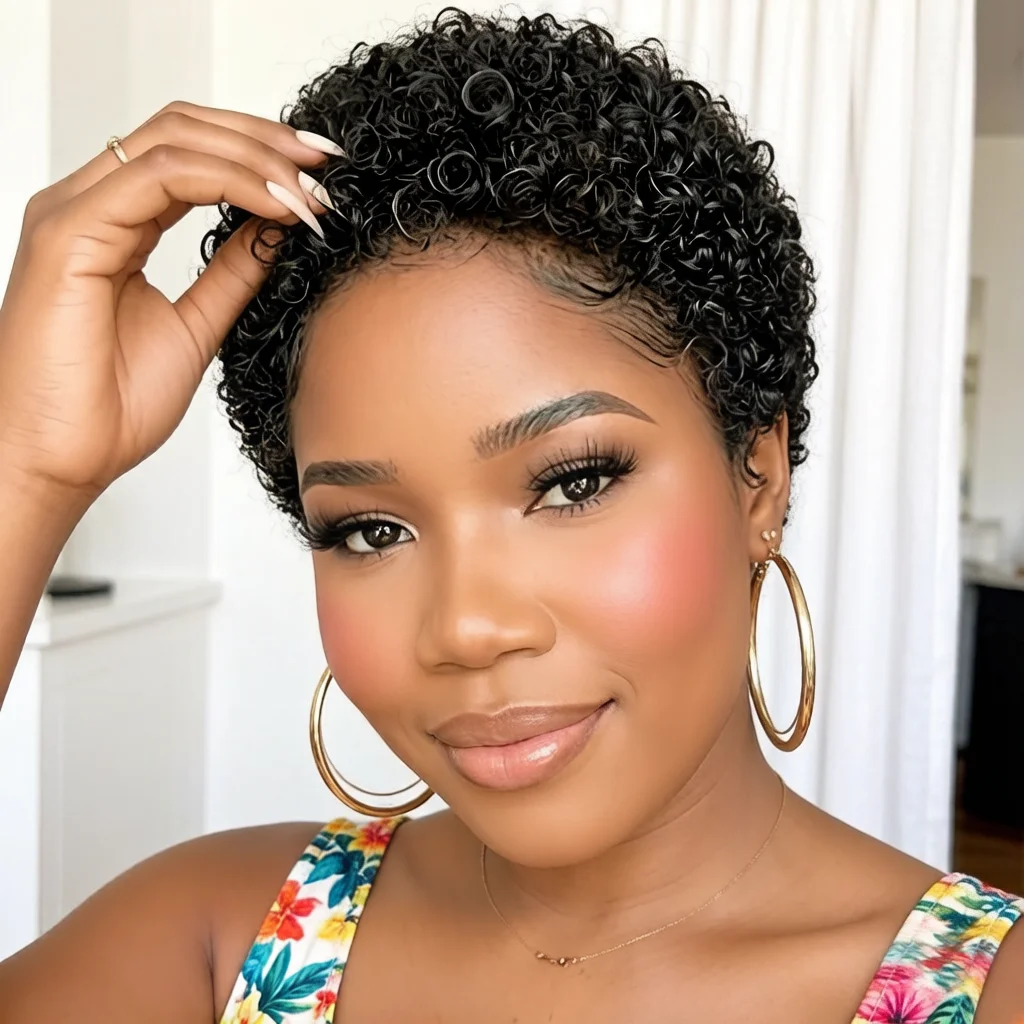 Short Curly Human Hair Pixie Cut Wig, full machine made wig Human Hair Short Curly Wigs for African American Ladies
Short Curly Human Hair Pixie Cut Wig, full machine made wig Human Hair Short Curly Wigs for African American Ladies