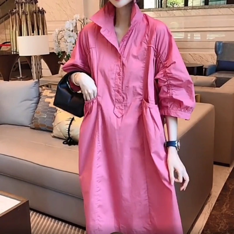 2022 New Sweet Shirt Dress Female Five-point Sleeve Loose Large Size Temperament European Trend Spring and Summer Clothes
2022 New Sweet Shirt Dress Female Five-point Sleeve Loose Large Size Temperament European Trend Spring and Summer Clothes