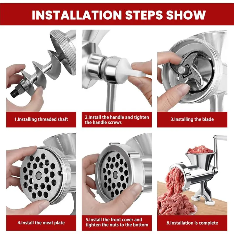 ABXD Multi-Purpose Manual Meat Mincer With Sausage Tool And Table Clamp-Easy To Clean Design
ABXD Multi-Purpose Manual Meat Mincer With Sausage Tool And Table Clamp-Easy To Clean Design