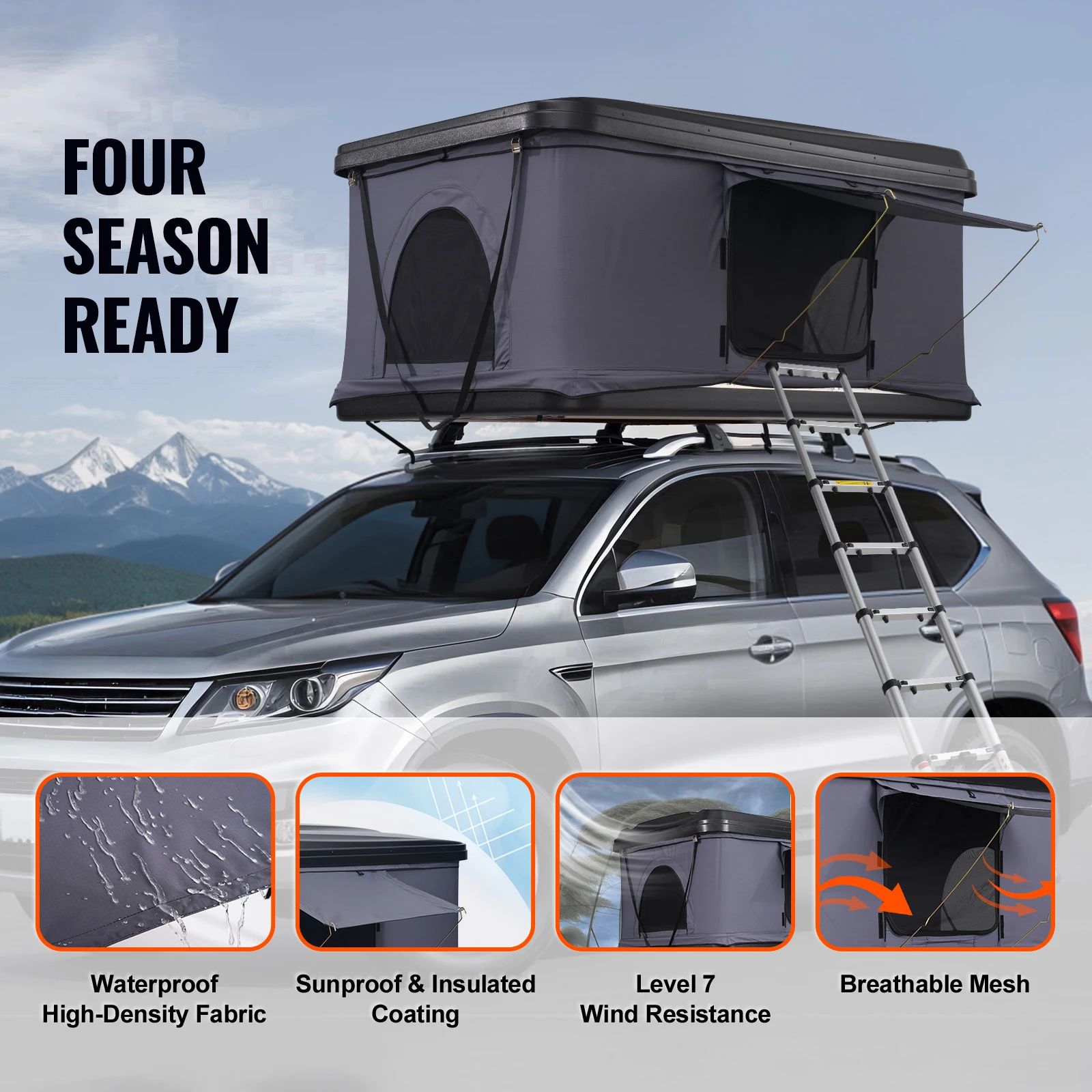 Outdoor fabric aluminum camping roof tent, hard shell outdoor roof camping vehicle, hard shell roof tent box
Outdoor fabric aluminum camping roof tent, hard shell outdoor roof camping vehicle, hard shell roof tent box