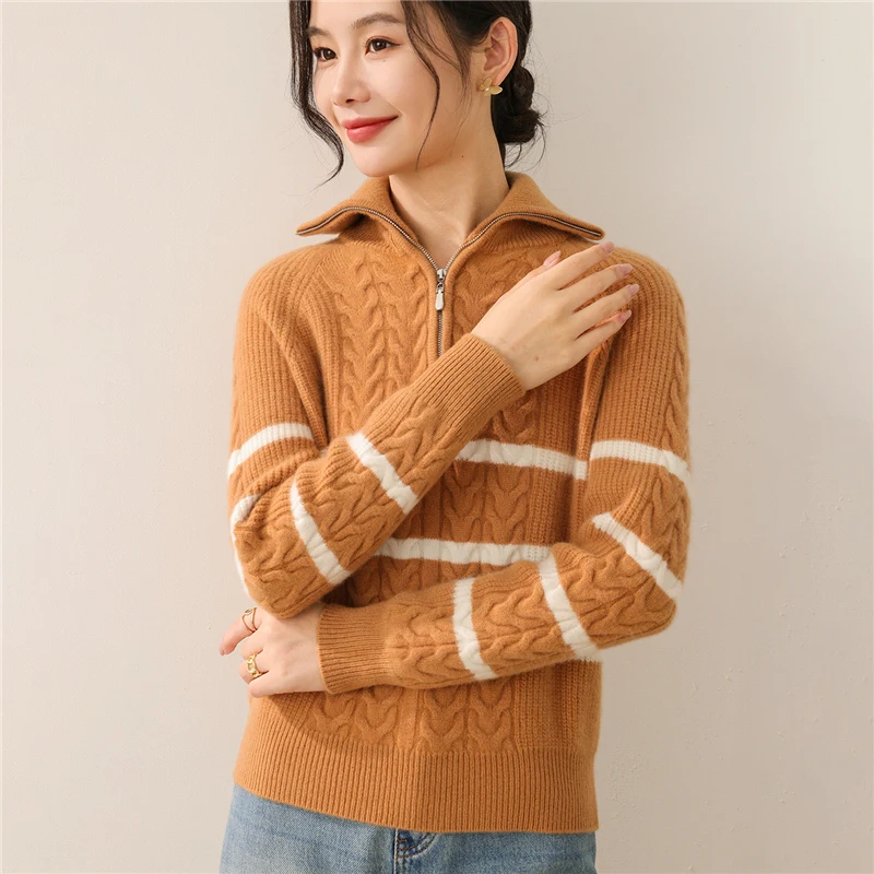 Осень и зима, новый свитер из 100% чистой шерсти с высоким воротником, женский повседневный вязаный кашемировый пуловер, свободный хит продаж, женский топ
Осень и зима, новый свитер из 100% чистой шерсти с высоким воротником, женский повседневный вязаный кашемировый пуловер, свободный хит продаж, женский топ