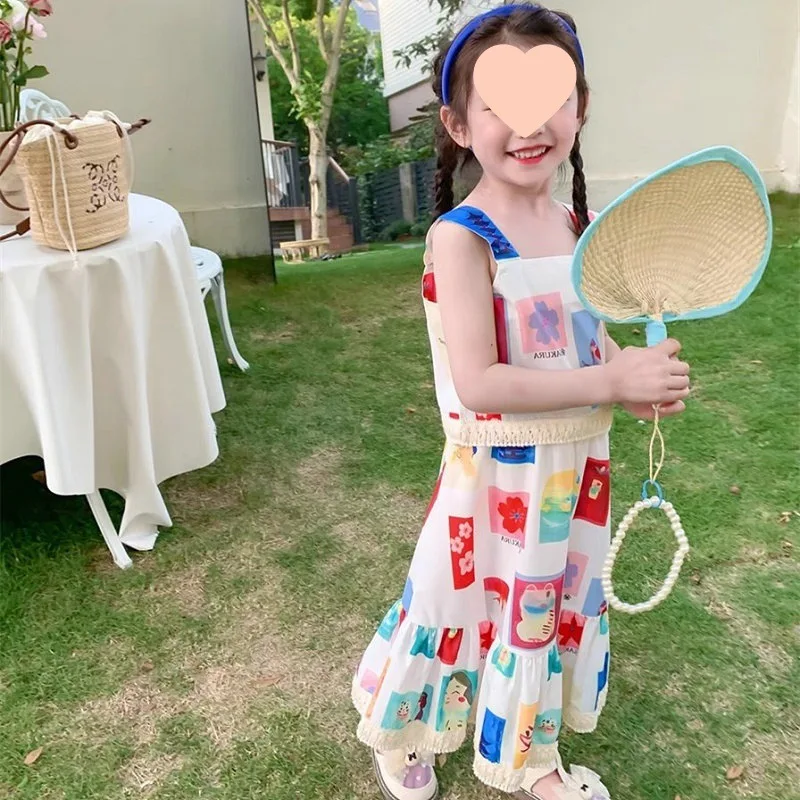 Girls' Cartoon Color Block Strap Top and Skirt Set25Summer New Foreign Trade Children's Wear Delivery3-8Years Old
Girls' Cartoon Color Block Strap Top and Skirt Set25Summer New Foreign Trade Children's Wear Delivery3-8Years Old