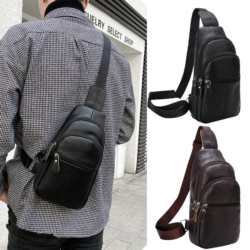 Men's simple chest bag large capacity head layer cowhide leisure mobile phone storage business commuting shoulder crossbody bag 
Men's simple chest bag large capacity head layer cowhide leisure mobile phone storage business commuting shoulder crossbody bag