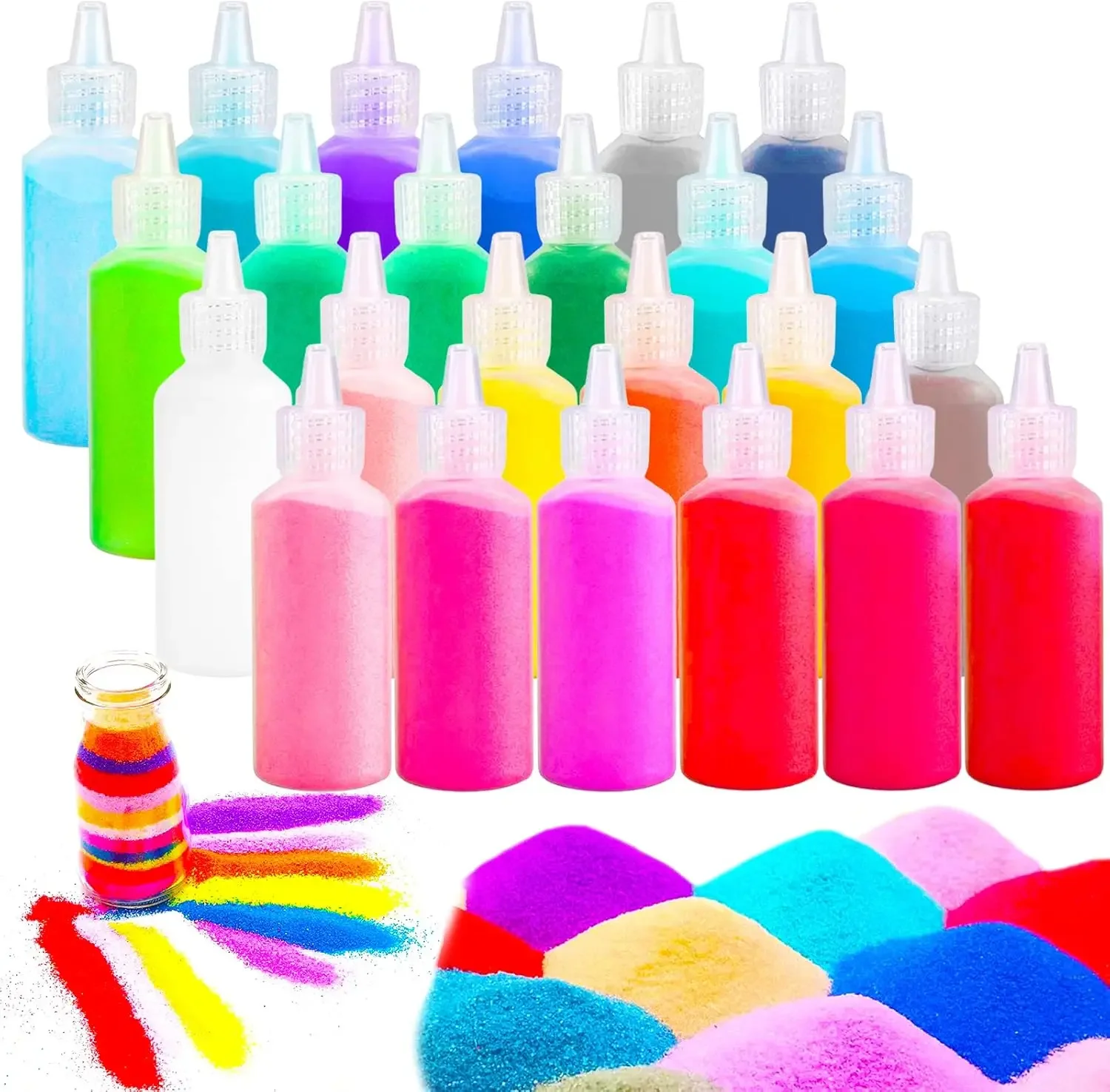 24 Pcs Colored Sand Art Kit, DIY Crafts For Kids, Wedding Decor, 1.25oz Bottles
24 Pcs Colored Sand Art Kit, DIY Crafts For Kids, Wedding Decor, 1.25oz Bottles