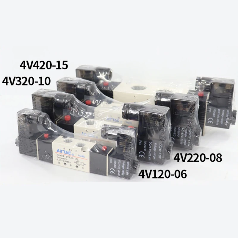 Airtac Two position five way directional valve 4v220-06 PT1/8 AC110V 220V 24V DC12V 24V Solenoid valve with 4mm 6mm 8mm Fitting
Airtac Two position five way directional valve 4v220-06 PT1/8 AC110V 220V 24V DC12V 24V Solenoid valve with 4mm 6mm 8mm Fitting