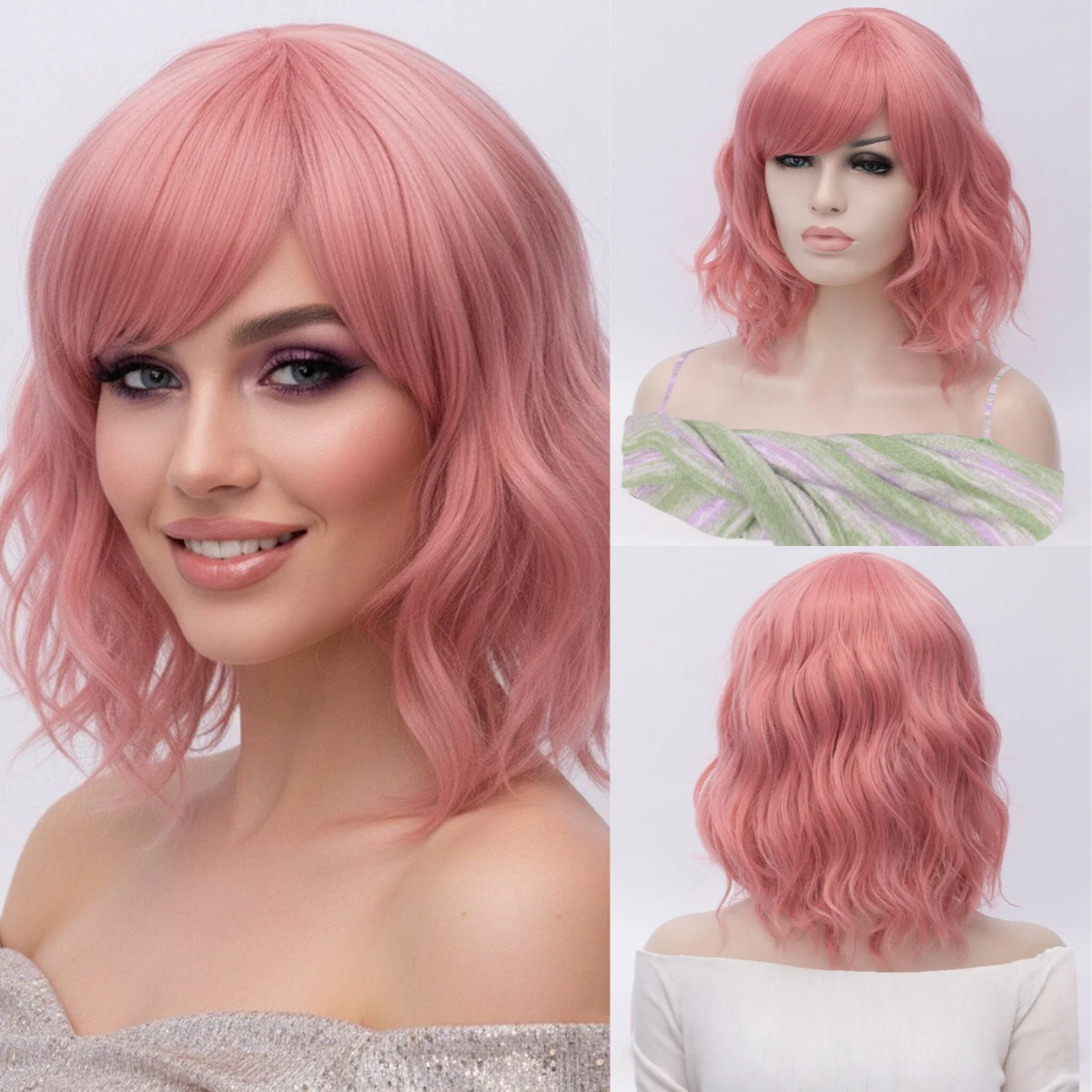 Women's Synthetic Short Pink Curly Wig with Side Bangs For White Lady Daily Wear Cosplay Lolita Fake Hair Heat Resistant
Women's Synthetic Short Pink Curly Wig with Side Bangs For White Lady Daily Wear Cosplay Lolita Fake Hair Heat Resistant