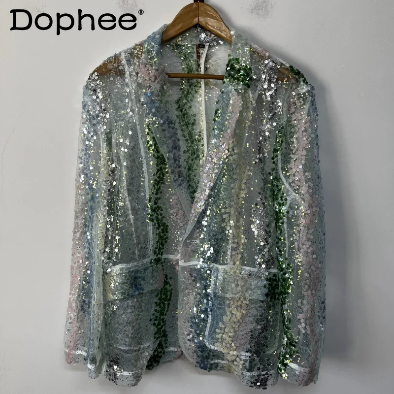 Men's 2026 Summer Trendy Suit Jackets Super Gorgeous Sequined Colorful Tailored Coats Tops See-through Mesh Gauze Trendy Blazers
Men's 2026 Summer Trendy Suit Jackets Super Gorgeous Sequined Colorful Tailored Coats Tops See-through Mesh Gauze Trendy Blazers