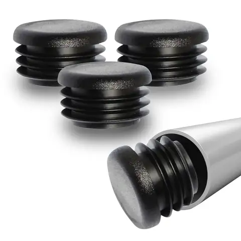 Plastic Round Caps Ribbed Plastic Hole Plugs Round Black Metal Tubing End Caps Strong Furniture Leg Inserts Impact & Weather Resistant 12mm To 100m