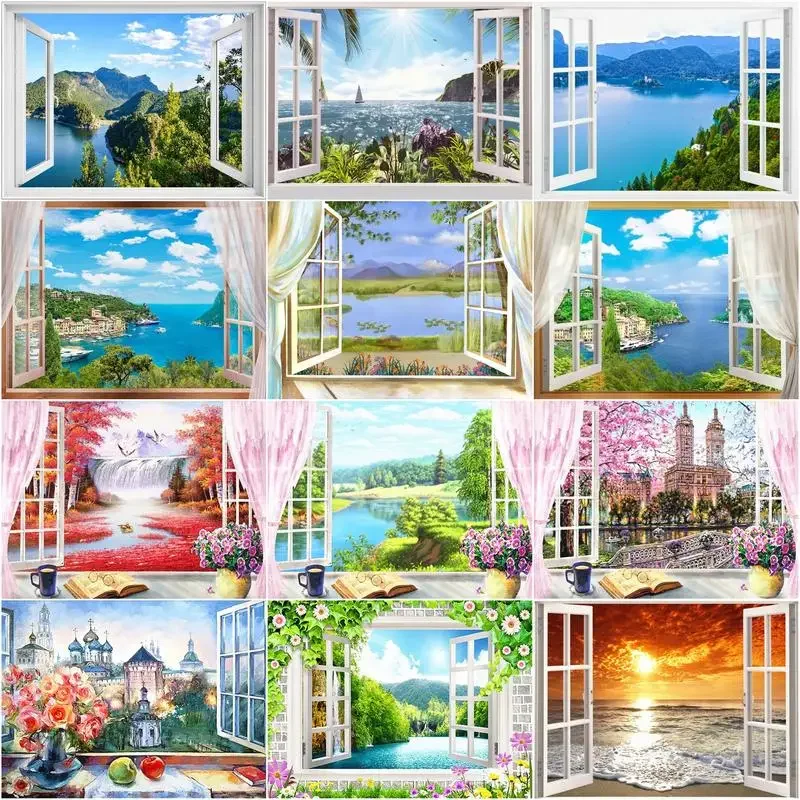 606975 Window View Scenery Flower DIY Digital Painting By Numbers HandPainted Oil Painting Kill Time Home Decor Accessories
606975 Window View Scenery Flower DIY Digital Painting By Numbers HandPainted Oil Painting Kill Time Home Decor Accessories