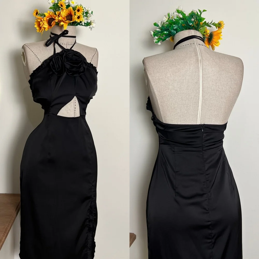 Customized Simple Satin Evening Dress Exquisite Halter Sleeveless Homecoming Dress Fashion Flowers Special Occasion Go
Customized Simple Satin Evening Dress Exquisite Halter Sleeveless Homecoming Dress Fashion Flowers Special Occasion Go