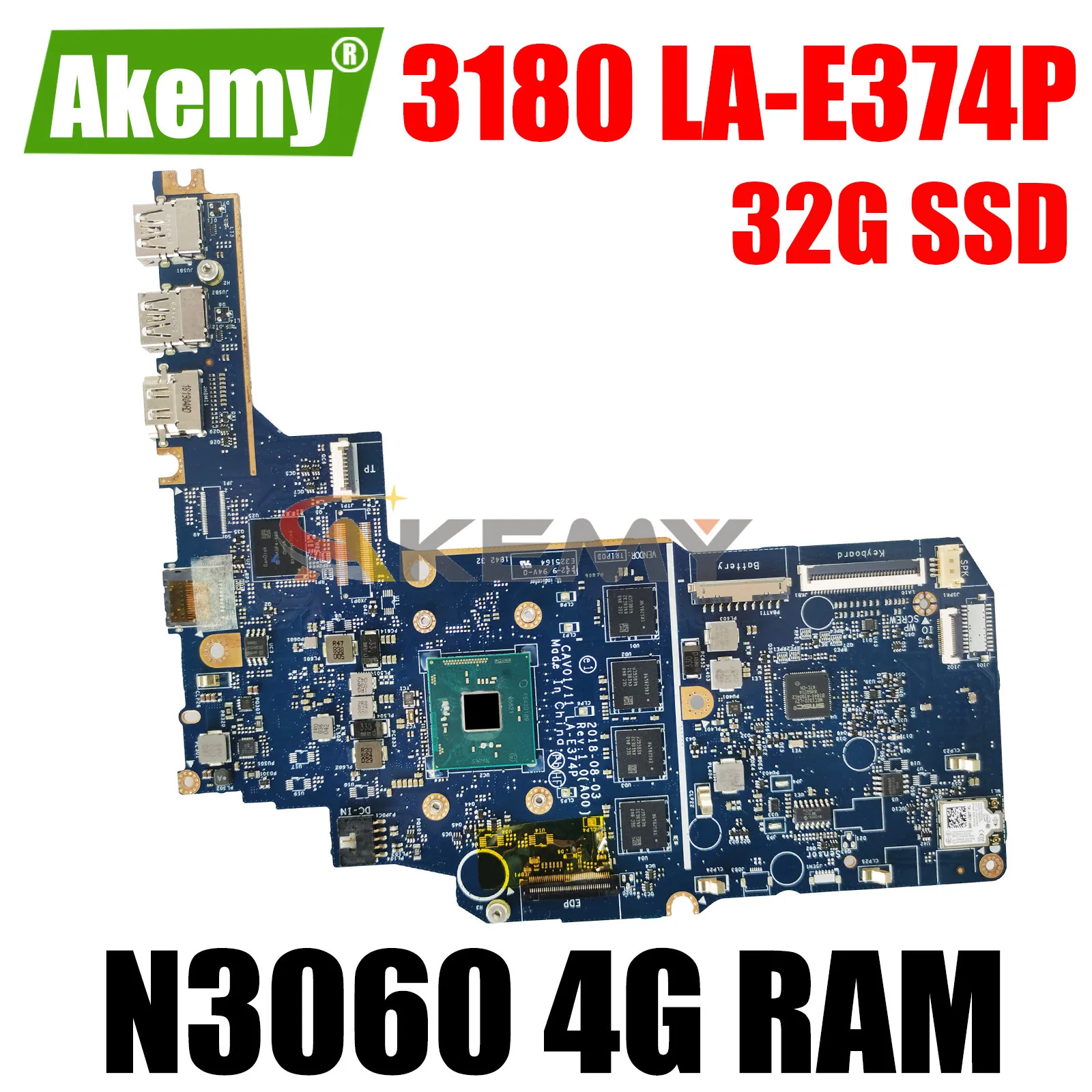 Материнская плата для ноутбука DELL Inspiron 3180, фотовспышка, модель N3060, 4 Гб ОЗУ, 32 Гб SSD, системная плата, фотография 0, Протестировано JMNGV
Материнская плата для ноутбука DELL Inspiron 3180, фотовспышка, модель N3060, 4 Гб ОЗУ, 32 Гб SSD, системная плата, фотография 0, Протестировано JMNGV