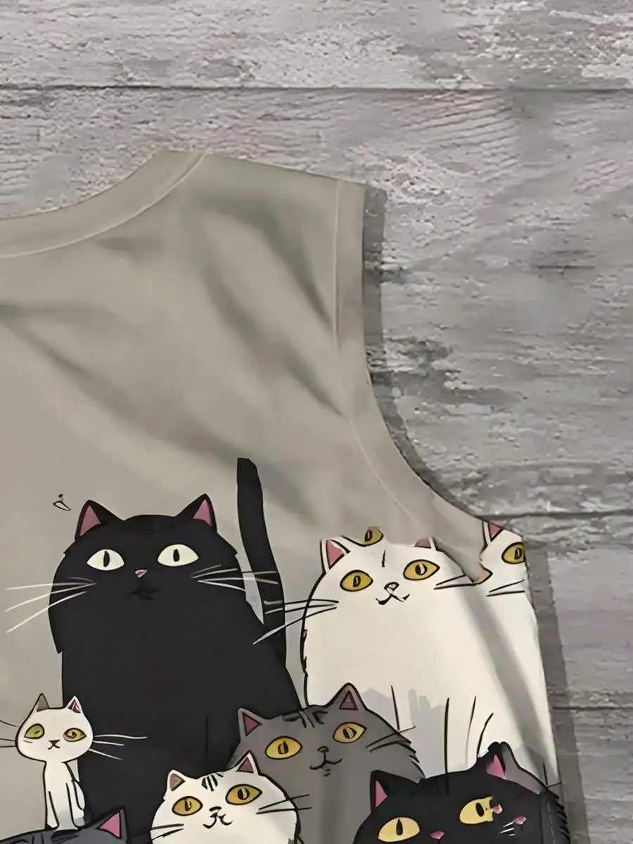 Mens Sleeveless Vest With Cat Print Pattern, Casual Summer Home Wear
Mens Sleeveless Vest With Cat Print Pattern, Casual Summer Home Wear