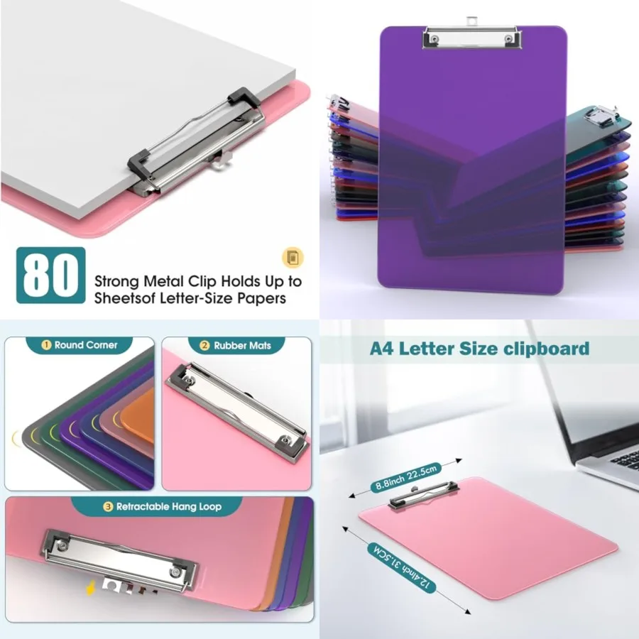 Color Clipboards Pack, A4 Plastic Clear Clip Board 8.5 x 11 for Classroom, Students, Kid, Woman, Size 9" x.5" with Low Profile
Color Clipboards Pack, A4 Plastic Clear Clip Board 8.5 x 11 for Classroom, Students, Kid, Woman, Size 9" x.5" with Low Profile