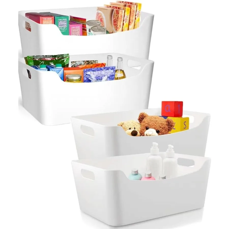 large 4 pack White Plastic Storage Bins for Shelves Closet Kitchen Storage Containers for Pantry Bathroom Office Organization B
large 4 pack White Plastic Storage Bins for Shelves Closet Kitchen Storage Containers for Pantry Bathroom Office Organization B