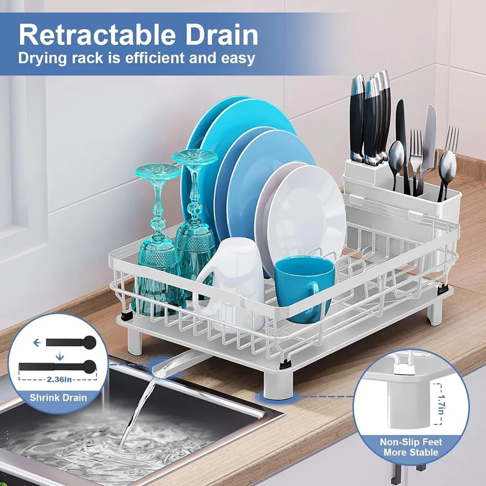 A68G-Dish Drainer Compact Dish Rack For Kitchen Countertops With Drain Plate, Cutlery Rack & Adjustable Rotary Nozzle
A68G-Dish Drainer Compact Dish Rack For Kitchen Countertops With Drain Plate, Cutlery Rack & Adjustable Rotary Nozzle