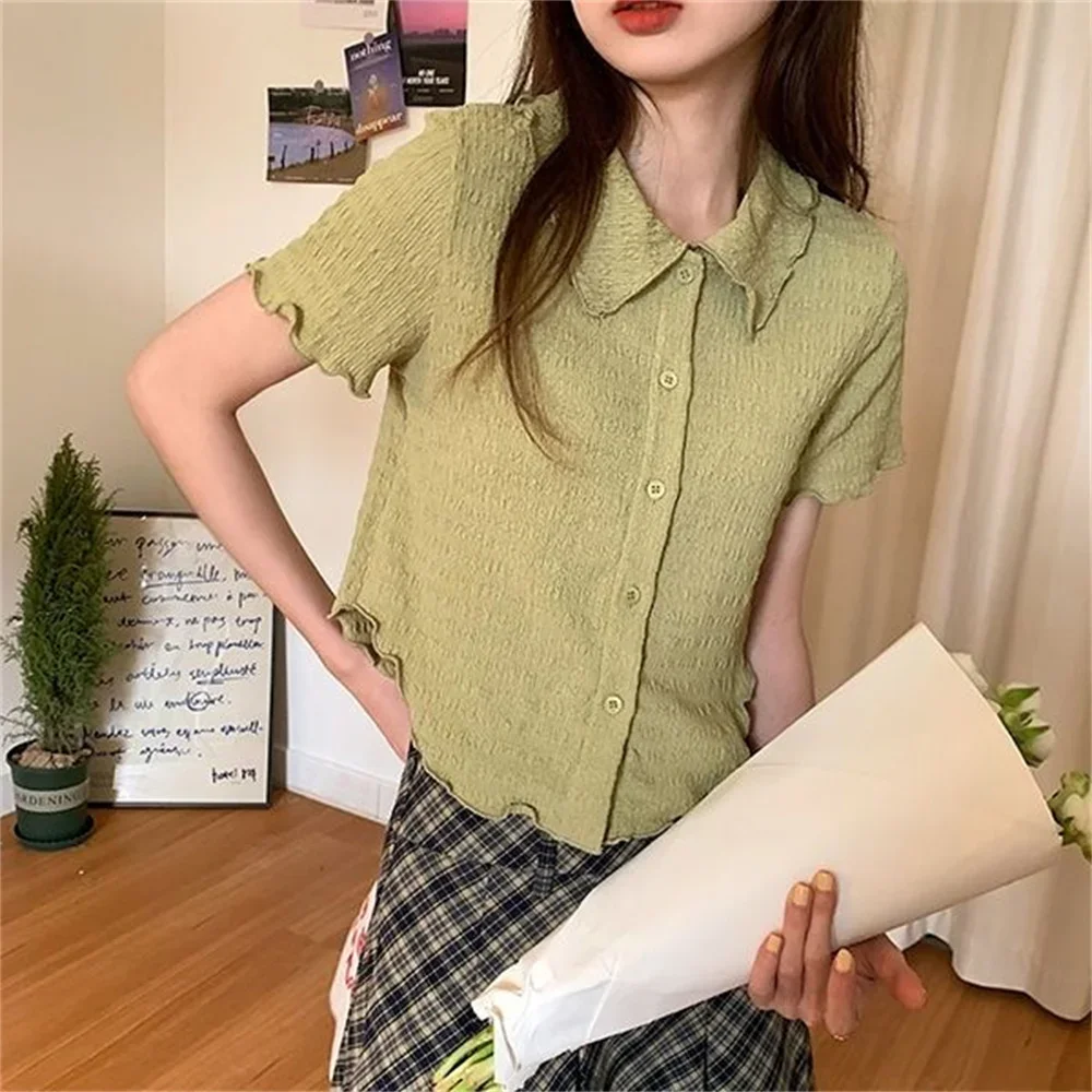 2025 New Korean New Cropped Shirts Women Preppy Style Lovely Basic Short Sleeve Shirt Woman Summer Blouse Sweet Pink Tops
2025 New Korean New Cropped Shirts Women Preppy Style Lovely Basic Short Sleeve Shirt Woman Summer Blouse Sweet Pink Tops