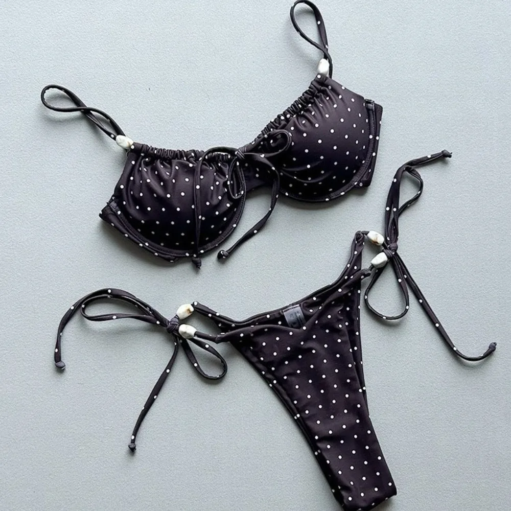 New Brown Sexy Bikini Lace-up Back Low Waist Swimwear Bead Decor Dot Pattern Beachwear Girls
New Brown Sexy Bikini Lace-up Back Low Waist Swimwear Bead Decor Dot Pattern Beachwear Girls