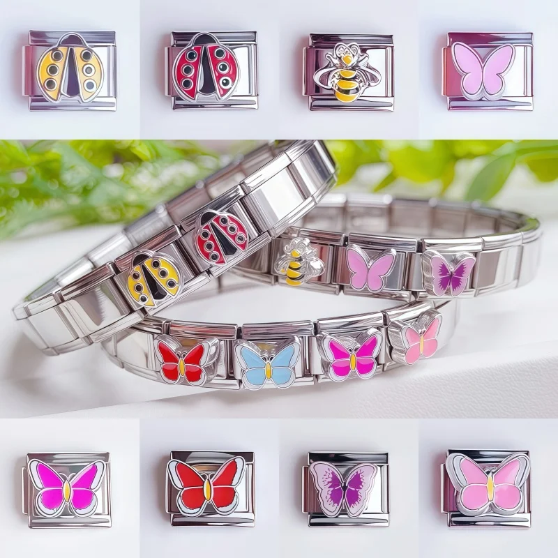 Fashion New Butterfly Ladybug Bee Italian Charm Links Fit 9mm Stainless Steel Bracelet Making DIY Jewelry Wholesale
Fashion New Butterfly Ladybug Bee Italian Charm Links Fit 9mm Stainless Steel Bracelet Making DIY Jewelry Wholesale