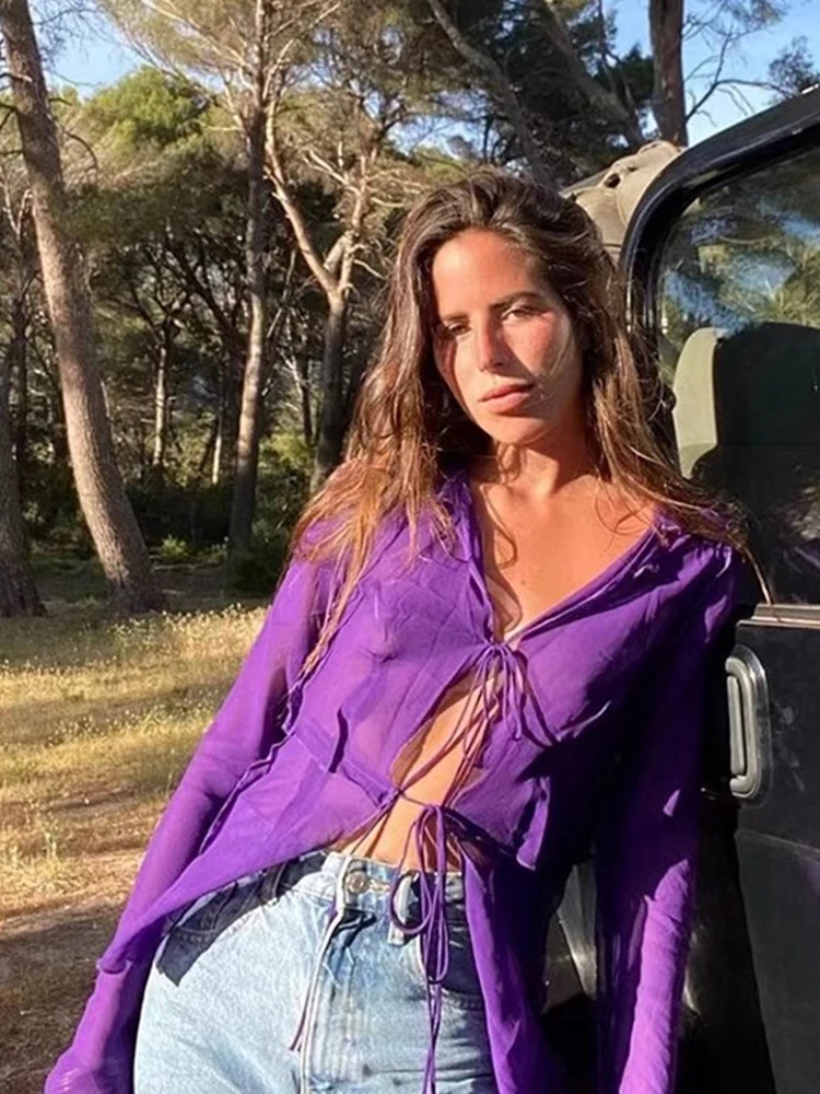 Spring 2025 Slim Fit Deep V Neck Shirt Sexy Spicy Girl Thin Shawl Collar Long Sleeve Purple Chiffon Top Women's Business Suit
Spring 2025 Slim Fit Deep V Neck Shirt Sexy Spicy Girl Thin Shawl Collar Long Sleeve Purple Chiffon Top Women's Business Suit