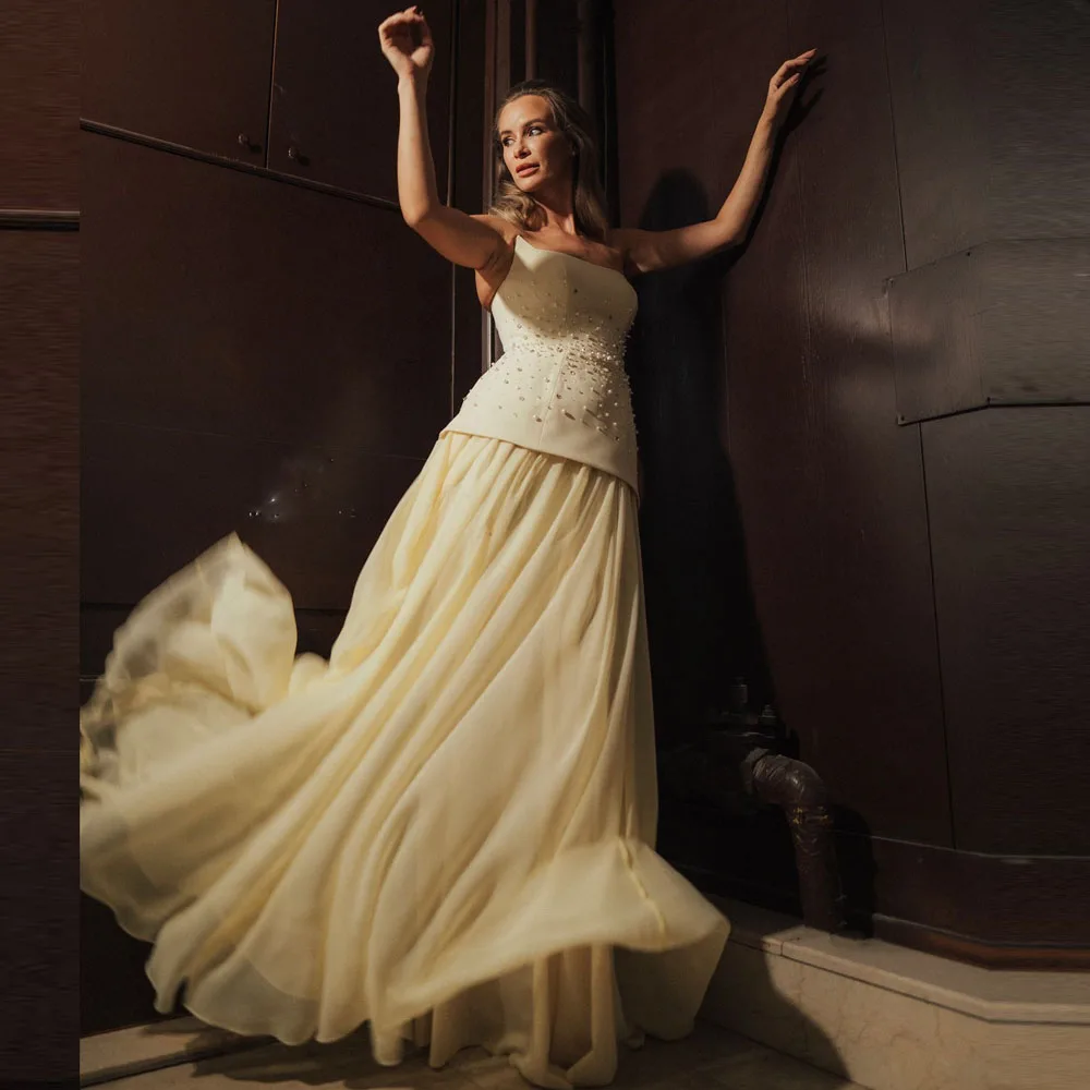 Light Yellow Chiffon Prom Dresses With Major Beads Pearls Floor Length Women Formal Party Dress Draped Moher Of Evening Gowns
Light Yellow Chiffon Prom Dresses With Major Beads Pearls Floor Length Women Formal Party Dress Draped Moher Of Evening Gowns