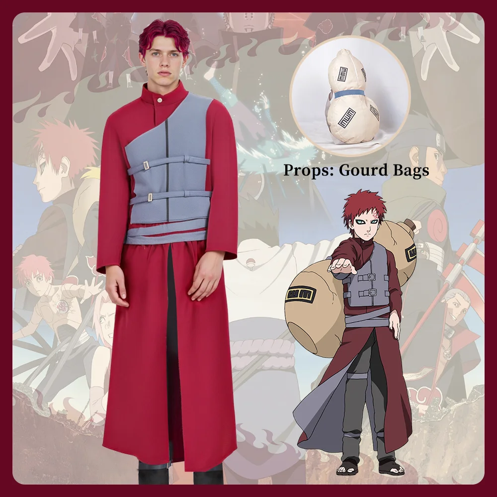 Gaara Cosplay Costume Fifth Kazekage Red Robe Sand Gourd Anime Set Male Ninja Outfit
Gaara Cosplay Costume Fifth Kazekage Red Robe Sand Gourd Anime Set Male Ninja Outfit