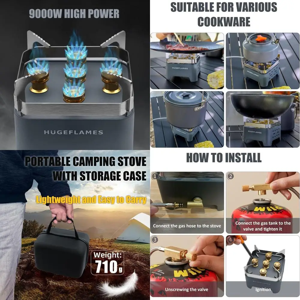 Portable Camping Stove, Powerful Gas Stove, Propane Camp Stove with Carrying Case, 30,000 BTU Small Propane Stove, Gas Burners f
Portable Camping Stove, Powerful Gas Stove, Propane Camp Stove with Carrying Case, 30,000 BTU Small Propane Stove, Gas Burners f