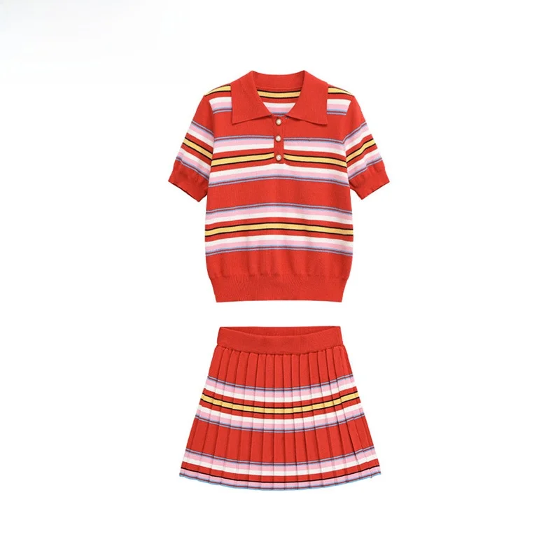 ZBZR Spring New Women's Faionable Ne Striped Knitted Top Skirt Set Polyester Fiber ort Sve Overhead
ZBZR Spring New Women's Faionable Ne Striped Knitted Top Skirt Set Polyester Fiber ort Sve Overhead