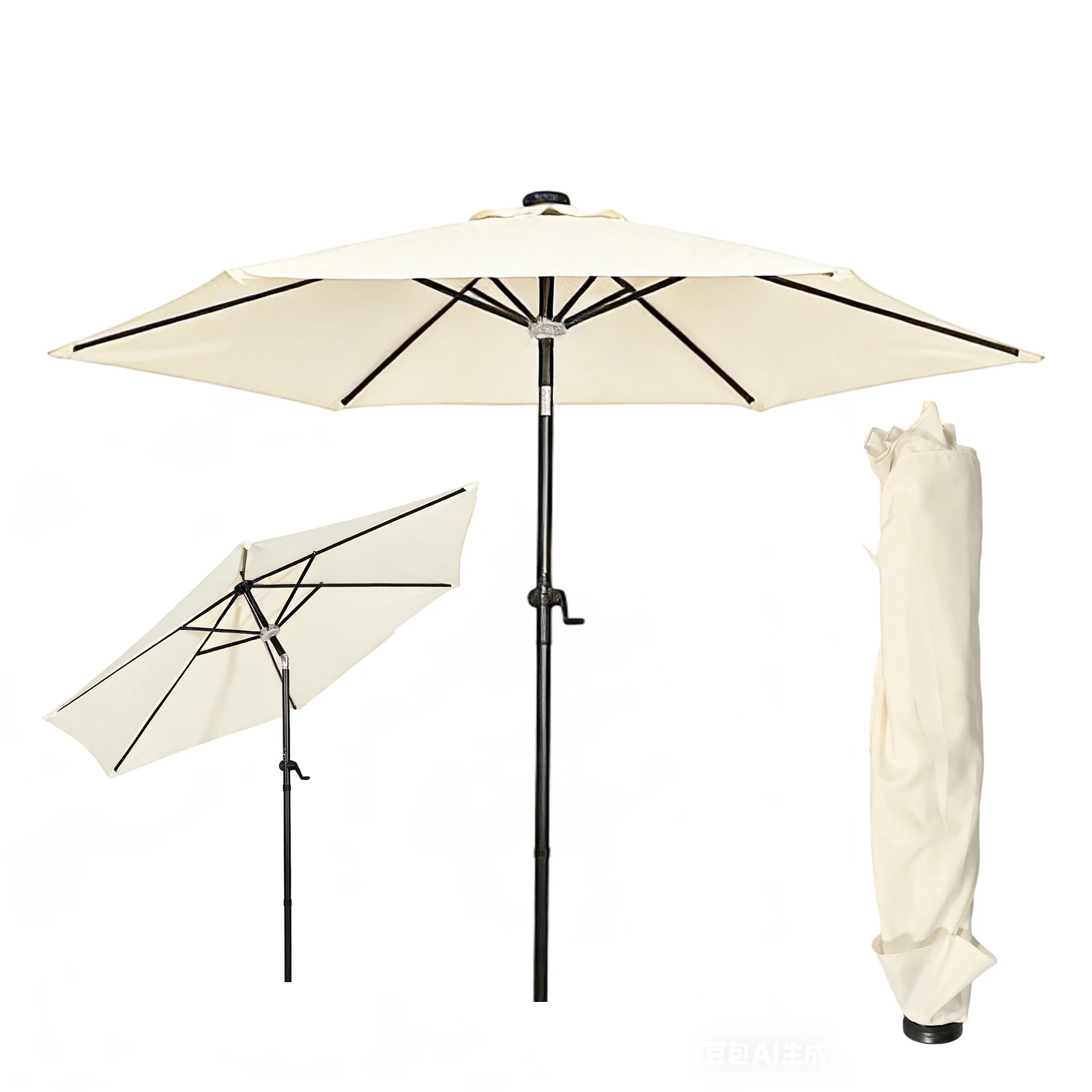 9ft Solar Powered Outdoor Patio Umbrella with LED Lights180G Polyester Canopy 38mm Iron Pole & 12*18mm Iron Ribs, 360° Tilt Adju
9ft Solar Powered Outdoor Patio Umbrella with LED Lights180G Polyester Canopy 38mm Iron Pole & 12*18mm Iron Ribs, 360° Tilt Adju