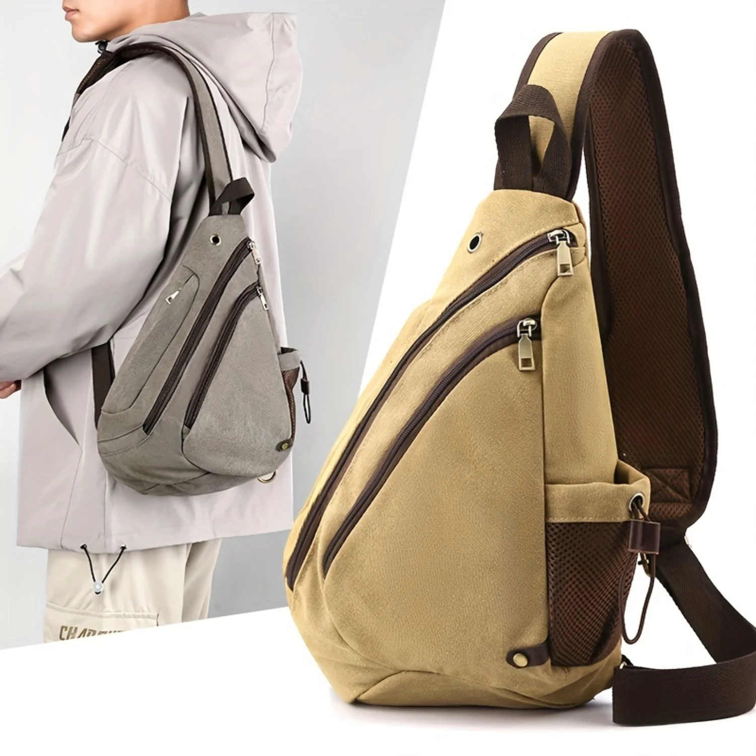 1pc Men's New Fashion Trendy Canvas Chest Bag, Large Capacity Casual Sports Shoulder Messenger Bag
1pc Men's New Fashion Trendy Canvas Chest Bag, Large Capacity Casual Sports Shoulder Messenger Bag