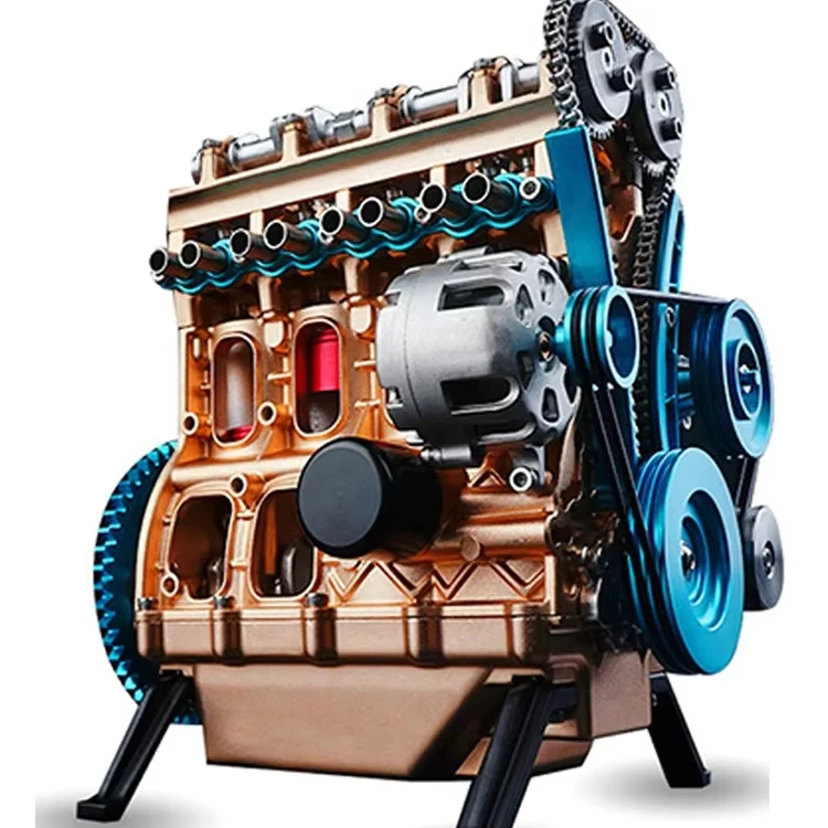 3D Kit DIY Premium Metal Assembled Precision Model Toy Gift Teching Mini Inline 4 Cylinder Car Engine