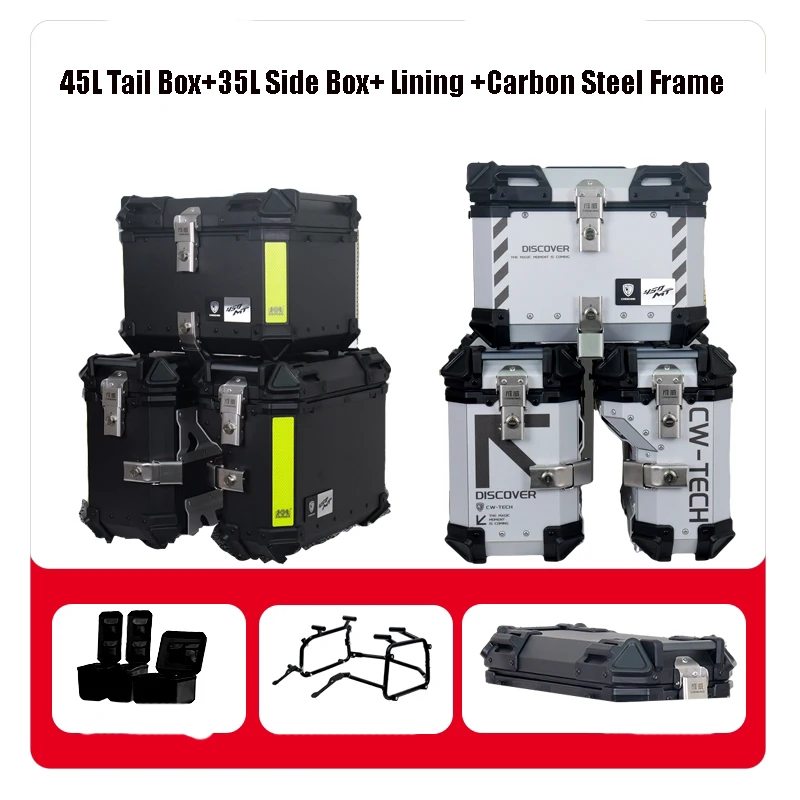 For CFMOTO 450MT Aluminum Alloy Three Box 45L Tail Box+35L Side Box Motorcycle Trunk with Lining Carbon Steel Frame
For CFMOTO 450MT Aluminum Alloy Three Box 45L Tail Box+35L Side Box Motorcycle Trunk with Lining Carbon Steel Frame