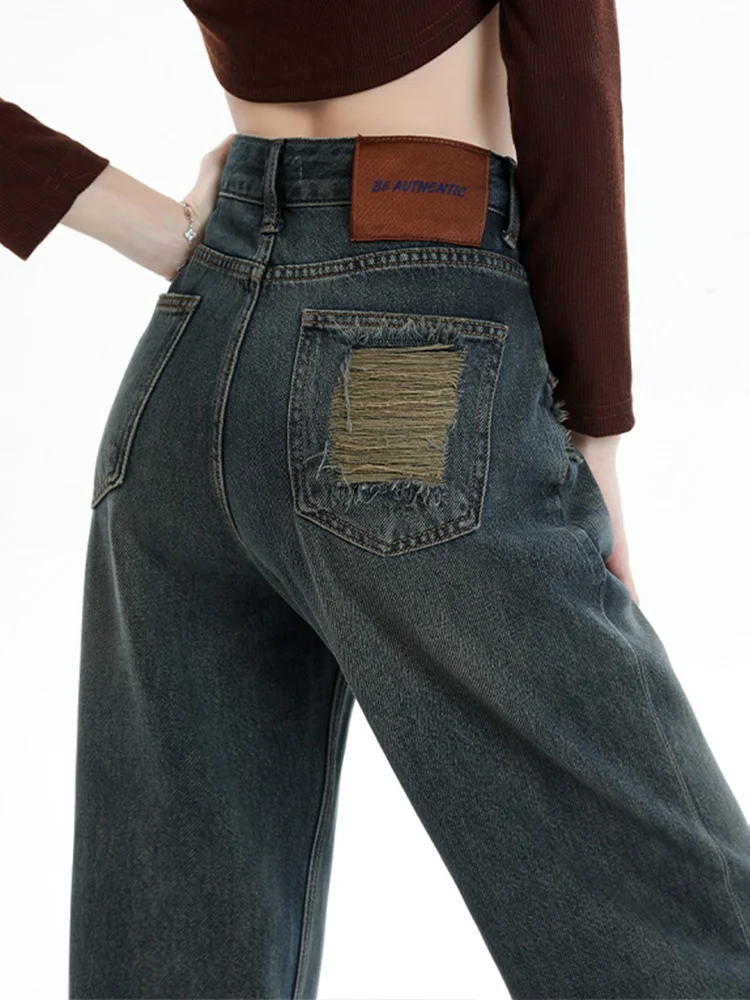 Американские джинсы с высокой талией и широкими штанинами, женские джинсовые брюки прямого кроя, осенние свободные драпированные брюки небольшого размера
Американские джинсы с высокой талией и широкими штанинами, женские джинсовые брюки прямого кроя, осенние свободные драпированные брюки небольшого размера