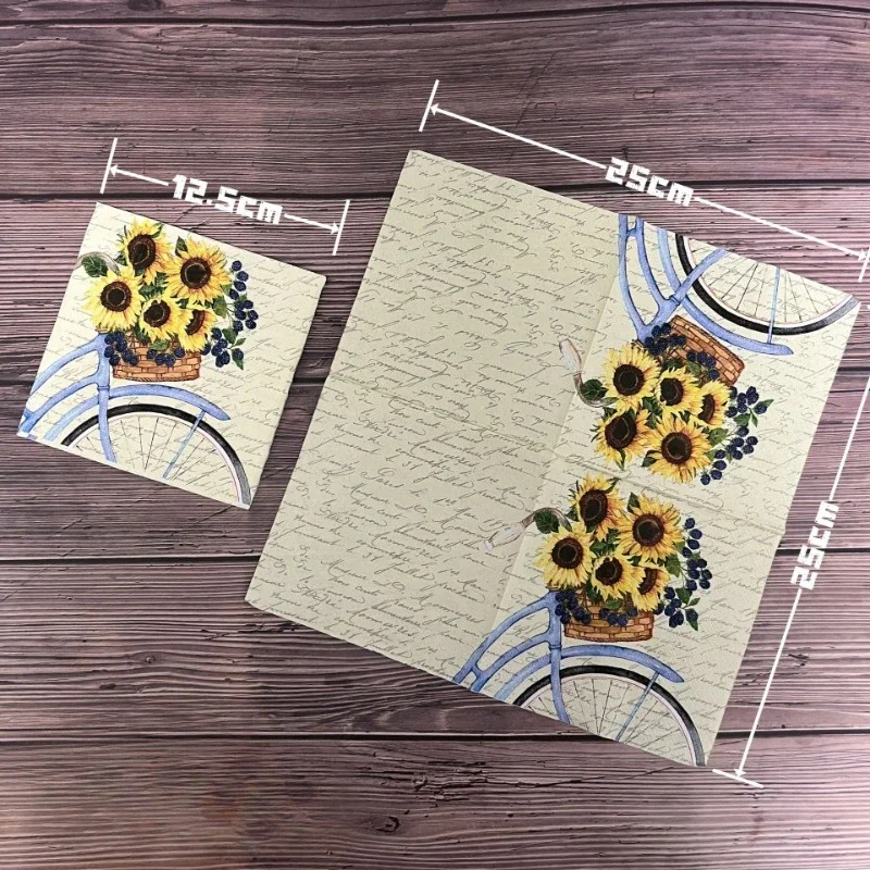 20pcs 25*25cm 3-Ply Sunflower Bicycle Printed Paper Napkins Colored Napkins Paper Placemats Party Decoration Supplies Paper
20pcs 25*25cm 3-Ply Sunflower Bicycle Printed Paper Napkins Colored Napkins Paper Placemats Party Decoration Supplies Paper