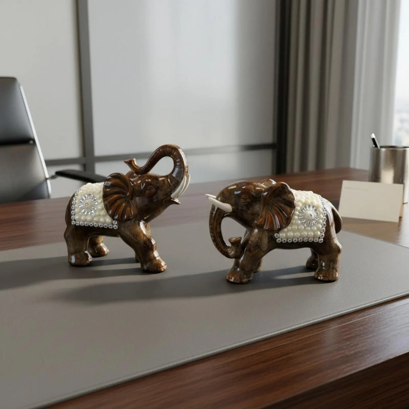 Ceramic Elephant Figurine Auspicious Gift Jeweled Elephant Statue House Decoration Artisanal Look for Office, Entryway
Ceramic Elephant Figurine Auspicious Gift Jeweled Elephant Statue House Decoration Artisanal Look for Office, Entryway