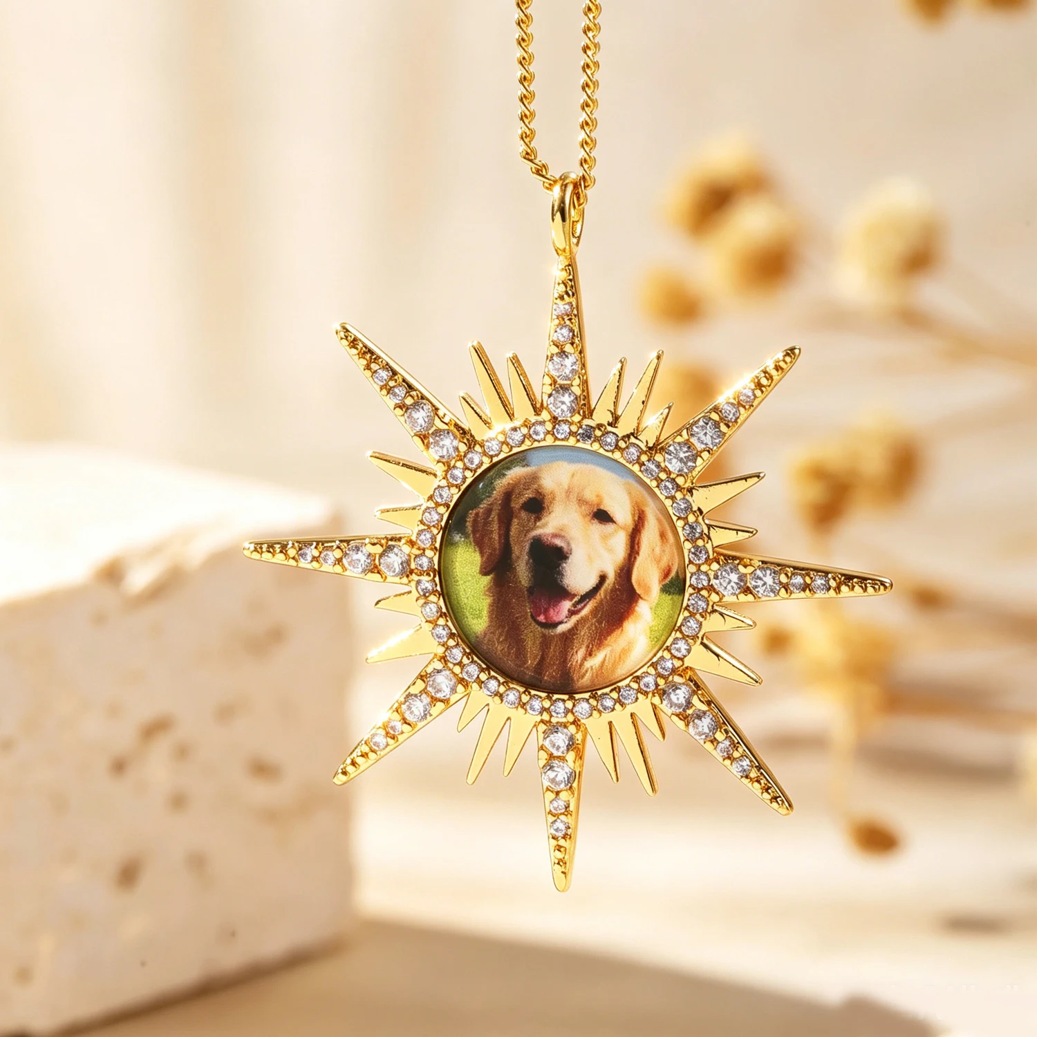 Qitian Custom Sunburst Photo Necklace Personalized Pet Picture Pendant Stainless Steel Jewelry Gold Plated For Memorial Gifts
Qitian Custom Sunburst Photo Necklace Personalized Pet Picture Pendant Stainless Steel Jewelry Gold Plated For Memorial Gifts