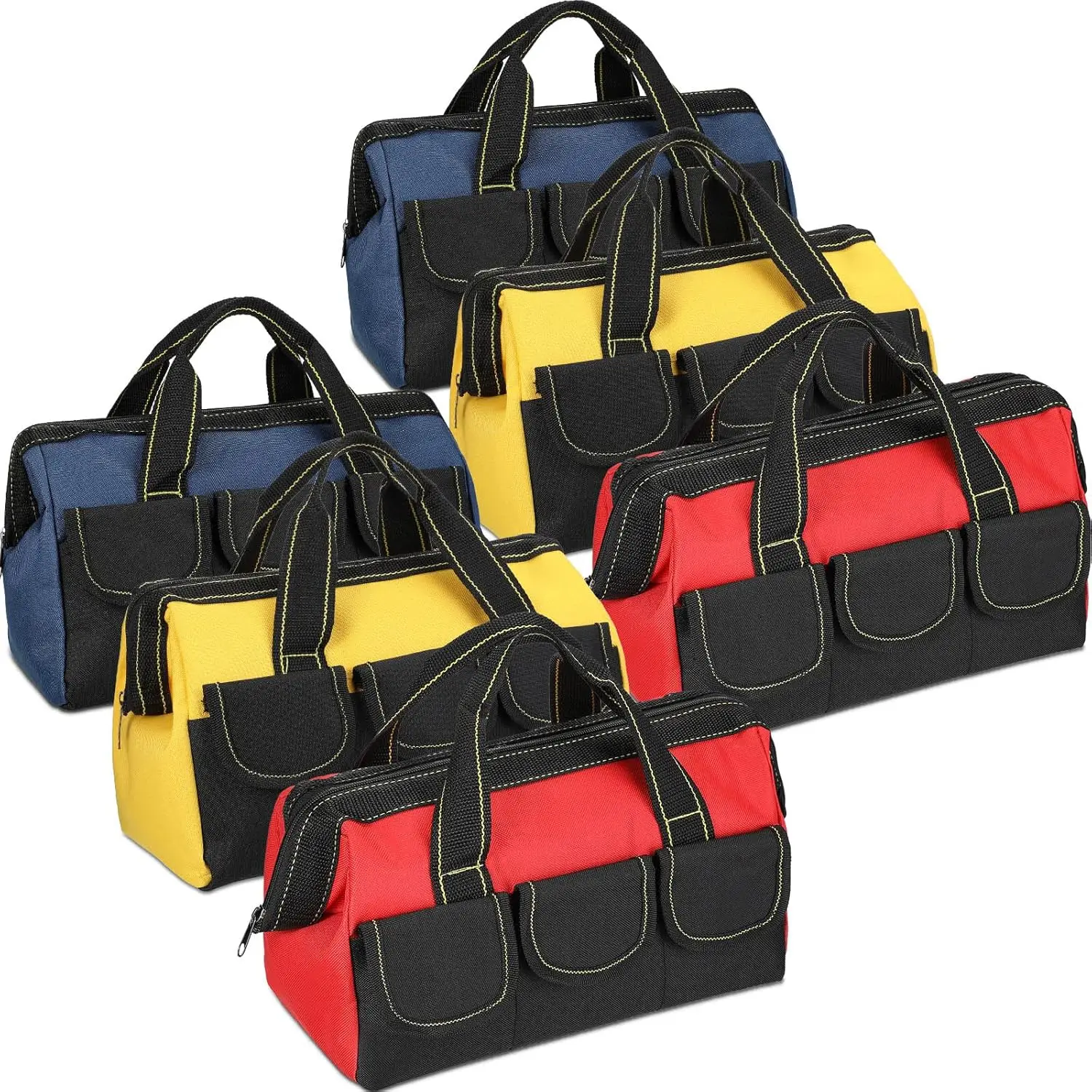 Heavy Duty Tool Tote with Waterproof Hard Bottom, Multi Pockets for Electrician Carpenter Mechanic (13 Inch, Blue Red Yellow)
Heavy Duty Tool Tote with Waterproof Hard Bottom, Multi Pockets for Electrician Carpenter Mechanic (13 Inch, Blue Red Yellow)