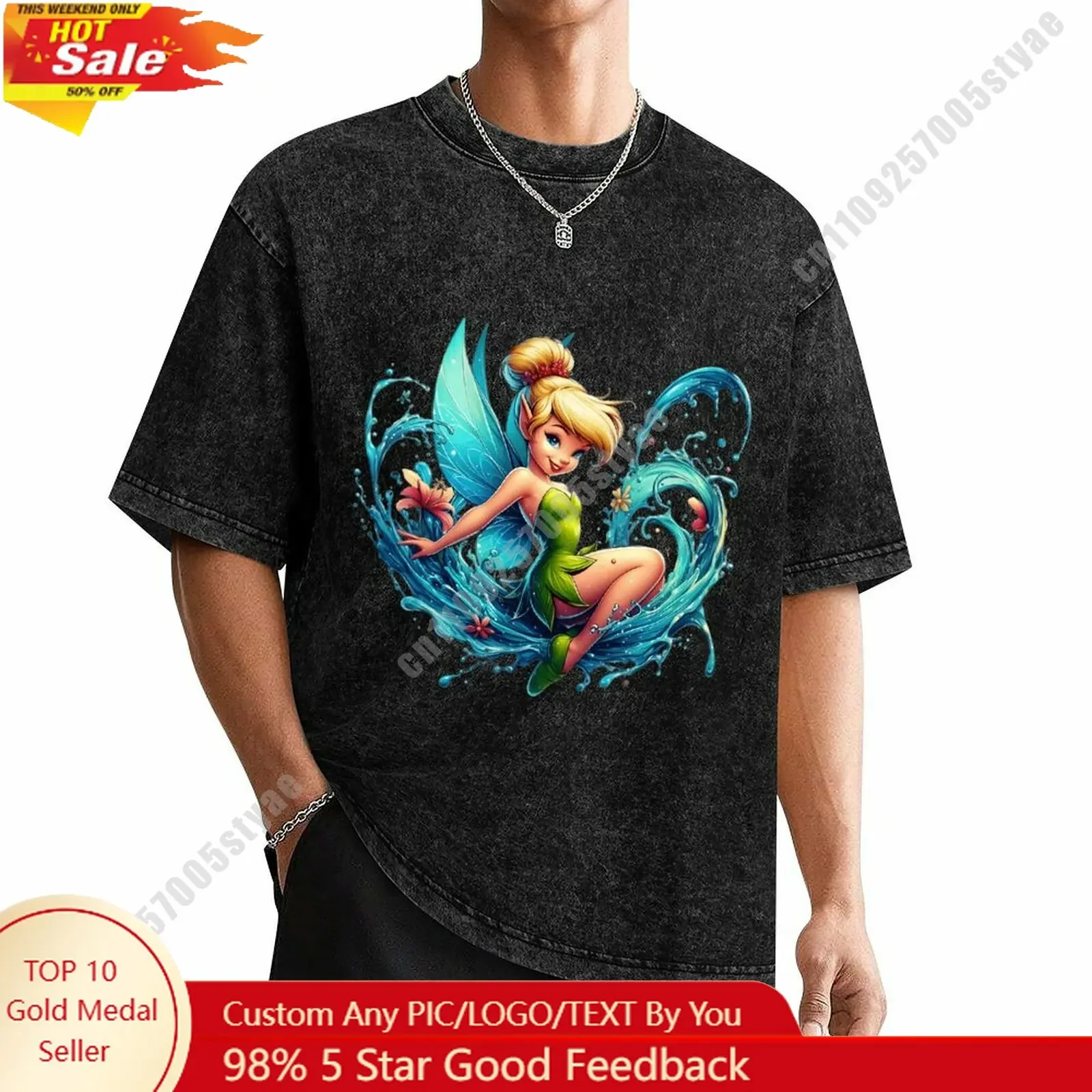 Tinker Bell T Shirt Disney Customizable Private Your Own Design Heat Transfer Printing Vintage Washed Dropped Shoulder T-shirt
Tinker Bell T Shirt Disney Customizable Private Your Own Design Heat Transfer Printing Vintage Washed Dropped Shoulder T-shirt