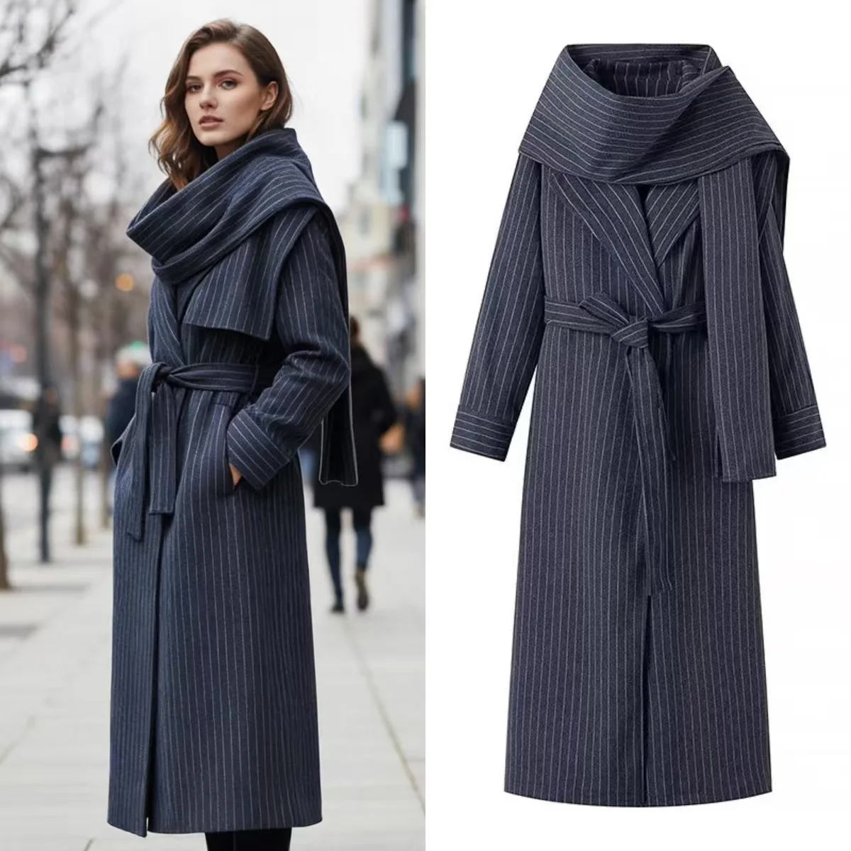 KIDCRKJ полосатое темно-синее женское пальто с шарфом и украшением на шнуровке, темпераментная женская куртка, длинное женское пальто в Instagram-стиле
KIDCRKJ полосатое темно-синее женское пальто с шарфом и украшением на шнуровке, темпераментная женская куртка, длинное женское пальто в Instagram-стиле