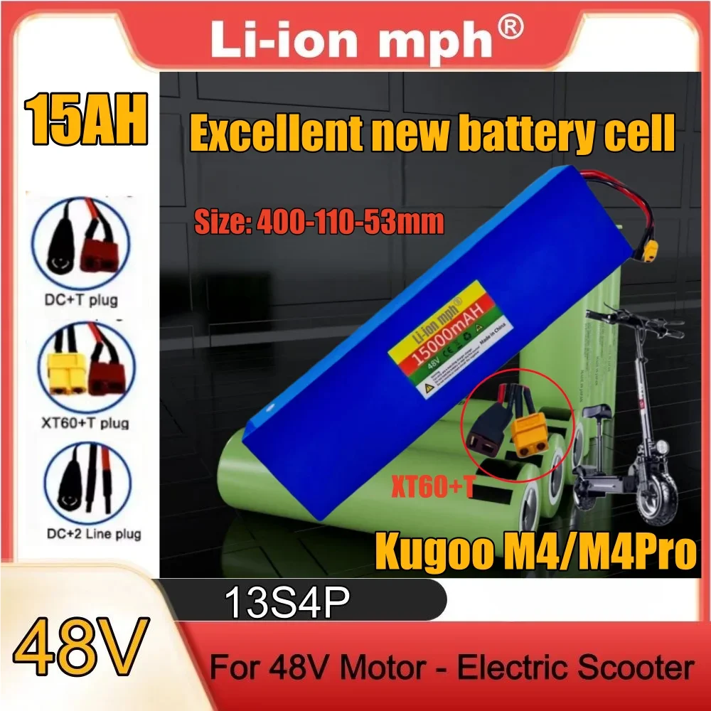 Nuevo48V15000mAh usado para Kugoo M4/MaxSpeed batería de iones de litio 13S4P batería recargable BMS integrada de alta capacidad
Nuevo48V15000mAh usado para Kugoo M4/MaxSpeed batería de iones de litio 13S4P batería recargable BMS integrada de alta capacidad