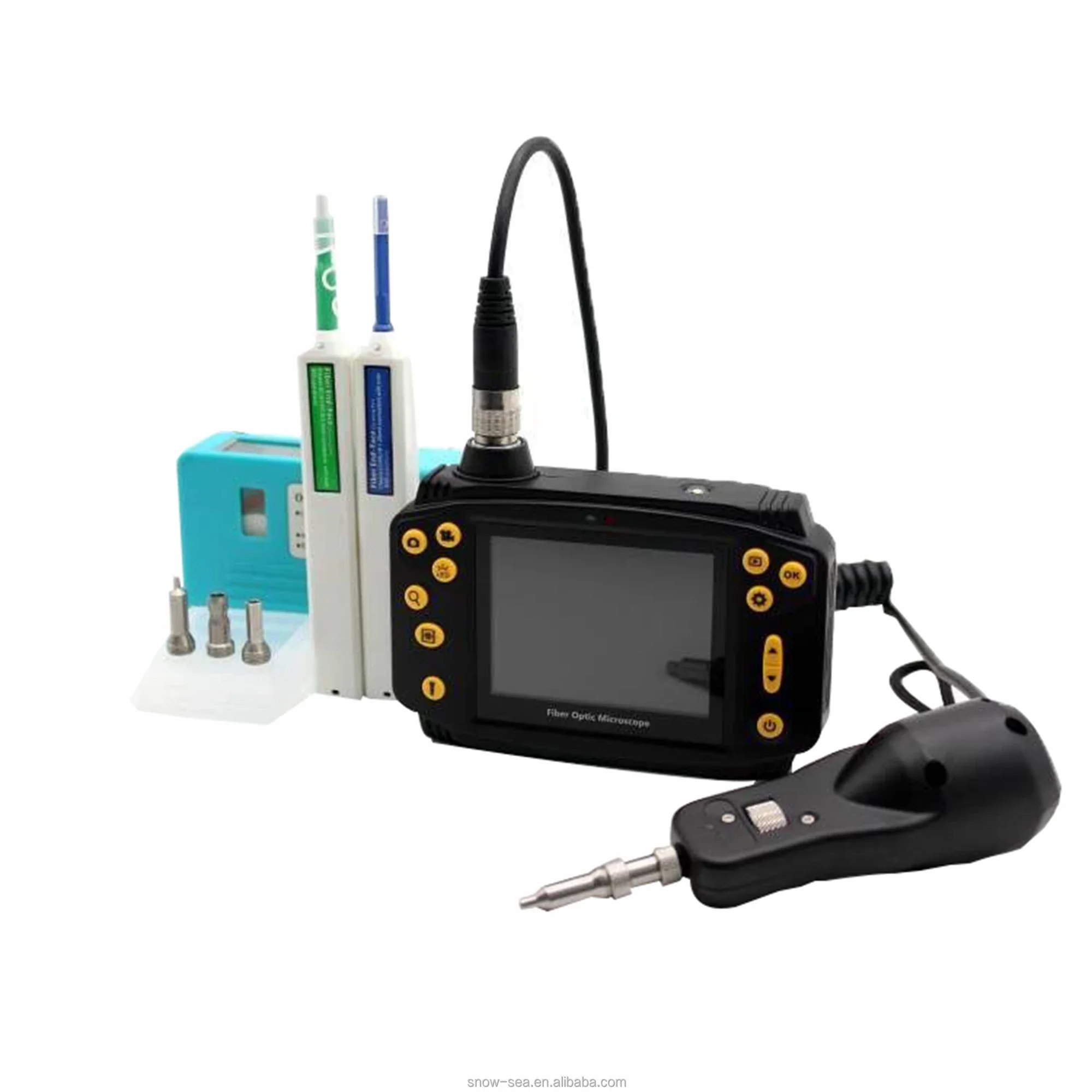 Handheld Video Fiber Inspection Probe Microscope with Cleaning Tool Kits for Fiber End Face
Handheld Video Fiber Inspection Probe Microscope with Cleaning Tool Kits for Fiber End Face