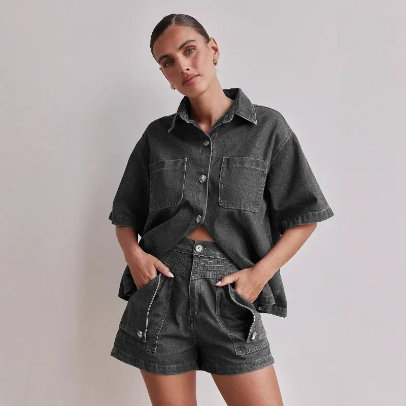 2025 Spring/Summer New Women's Fashion Casual Retro Loose Shirt Cowboy Shorts Set European and American Women's Clothing
2025 Spring/Summer New Women's Fashion Casual Retro Loose Shirt Cowboy Shorts Set European and American Women's Clothing