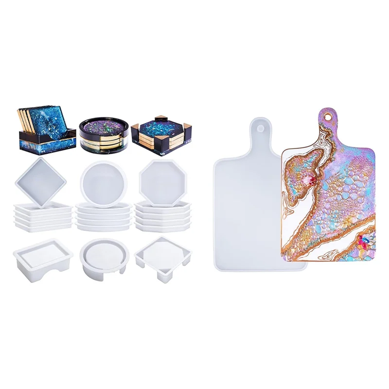 ABMI-18 Pcs Coaster Resin Molds Silicone, Coaster Molds With Round Square Octagon Shape Holder Molds With Tray Molds
ABMI-18 Pcs Coaster Resin Molds Silicone, Coaster Molds With Round Square Octagon Shape Holder Molds With Tray Molds